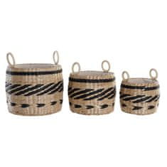 DKD Home Decor Komplet košar DKD Home Decor Black Natural Natural Fibre Colonial 30 x 30 x 25 cm (3 kosi)