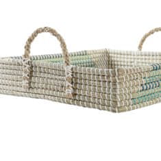 DKD Home Decor Komplet pladnjev DKD Home Decor Natural Turquoise White Tropical (48 x 38 x 15 cm)