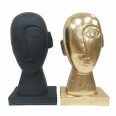 DKD Home Decor Dekorativna figura DKD Home Decor Face Black Golden 14,5 x 10,5 x 27,5 cm (2 enoti)