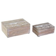 DKD Home Decor Set dekorativnih škatel DKD Home Decor Slon Bela Mangov les 18 x 13 x 8 cm (2 kosov)