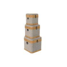 DKD Home Decor Komplet okrasnih škatel DKD Home Decor Beige Natural Wood Metal 30 x 40 cm 40,5 x 40,5 x 41,5 cm (3 kosi)