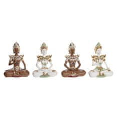 DKD Home Decor Dekorativna figura DKD Home Decor 20,5 x 10,5 x 28,5 cm Brown Buddha White Oriental (4 kosi)