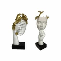 DKD Home Decor Dekorativna figura DKD Home Decor Face White Golden 14,5 x 9,5 x 31 cm (2 enoti)