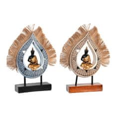 DKD Home Decor Dekorativna figura DKD Home Decor 18,5 x 5,6 x 30,5 cm Bež Modra Buda Oriental (2 enoti)