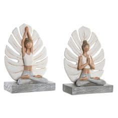 DKD Home Decor Dekorativna figura DKD Home Decor 16 x 7,5 x 21 cm Siva Bela Joga (2 enote)