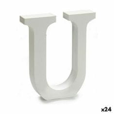 DKD Home Decor Črka U Wood White (2 x 16 x 14,5 cm) (24 enot)