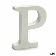 DKD Home Decor Črka P Les bela (2 x 16 x 14,5 cm) (24 enot)