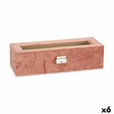 DKD Home Decor Škatla za ure Pink Metal (30,5 x 8,5 x 11,5 cm) (6 enot)