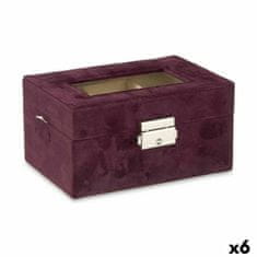 DKD Home Decor Škatla za ure Kovina Burgundija (16 x 8,5 x 11 cm) (6 enot)