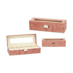 DKD Home Decor Škatla za ure Pink Metal (30,5 x 8,5 x 11,5 cm) (6 enot)