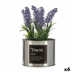 DKD Home Decor Dekorativna rastlina Plastična pločevinka Lavendar Can 6 enot