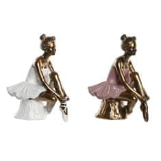 DKD Home Decor Dekorativna figura DKD Home Decor 12 x 9,5 x 15,5 cm Pink White Ballet Dancer (2 enoti)