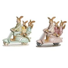 DKD Home Decor Dekorativna figura DKD Home Decor 17 x 7 x 15,5 cm Pink Rabbit Green (2 enoti)