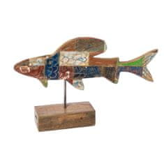 BigBuy Dekorativna figura riba Calypso 51 x 13 x 28 cm Teak Multicolor