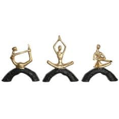 DKD Home Decor Dekorativna figura DKD Home Decor 28 x 7 x 35 cm 28 x 8 x 36 cm Black Golden Yoga (3 enote)