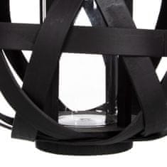 BigBuy Svečenik Lantern Black Bamboo 30 x 30 x 26 cm