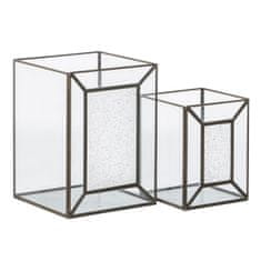 BigBuy Svečnik Crystal Golden Metal 22 x 22 x 29 cm (2 enoti)