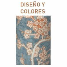 NEW Svetilka namizna DKD Home Decor Porcelan Modra Oranžna Poliester Flori (35 x 35 x 57 cm)