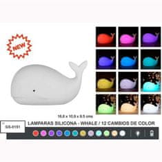 BigBuy Namizna svetilka Roymart Whale White Silikon 16,6 x 10,9 x 9,5 cm