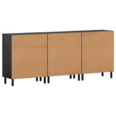 Greatstore Stranske omarice 3 kosi črne 60x33x75 cm trden mangov les