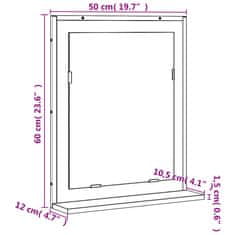 Vidaxl Kopalniško ogledalo s polico dimljeni hrast 50x12x60 cm