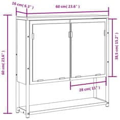 Vidaxl Kopalniška omarica z ogledalom rjavi hrast 60x16x60 cm