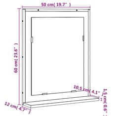 Vidaxl Kopalniško ogledalo s polico rjavi hrast 50x12x60 cm