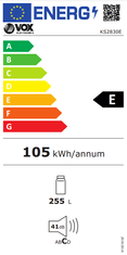 VOX electronics KS2830E hladilnik, 255 l, bel