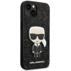 Karl Lagerfeld Ovitek Karl Lagerfeld za Apple iPhone 14 - Black Glitter Flakes Ikonik