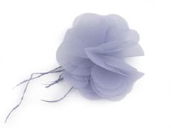 Šifonski cvet s perjem za šivanje in lepljenje Ø8-9 cm - sivka temna