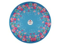 Plošča na dekliškem krožnem krilu - modro in azurno cvetje
