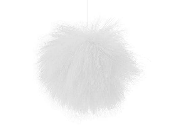 Kožuhovinasti pompom z zanko Ø8 cm - Off White (6 kosov)