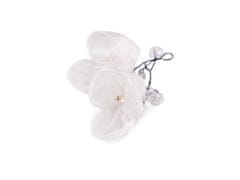 Ročno izdelan cvet na žici z rezanimi kroglicami - Off White