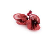 Ročno izdelan cvet na žici z rezanimi kroglicami - rdeča
