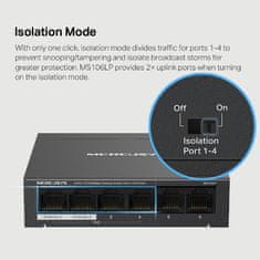 TP-Link Stikalo Mercusys MS106LP 2x LAN, 4x LAN s PoE, 40W