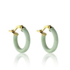 Marc Malone Pozlačeni obročki z emajlom Laura Green Earrings MCE23148G