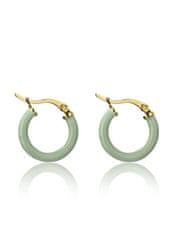 Marc Malone Pozlačeni obročki z emajlom Laura Green Earrings MCE23148G