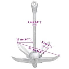 Vidaxl Zložljivo sidro srebrno 3,2 kg temprano železo