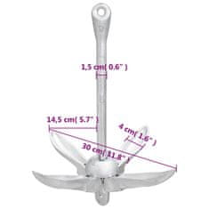 Vidaxl Zložljivo sidro srebrno 1,5 kg temprano železo