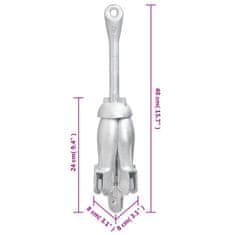 Vidaxl Zložljivo sidro z vrvjo srebrno 3,2 kg temprano železo