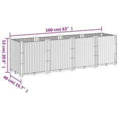 Vidaxl Vrtno cvetlično korito rjavo 160x40x53 cm PP