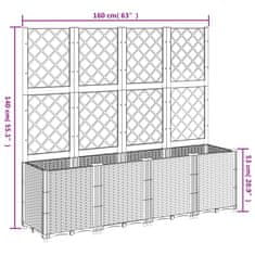 Vidaxl Cvetlično korito z oporno mrežo belo 160x40x140 cm PP