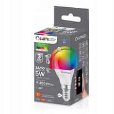 LUMILED Pametna LED žarnica E14 P40 5W = 40W 450lm RGB CCT + bela WIFI TUYA SMART