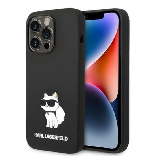 Karl Lagerfeld Ovitek Karl Lagerfeld za Apple iPhone 14 Pro - Black Silicone Choupette