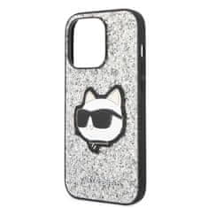 Karl Lagerfeld Ovitek Karl Lagerfeld za Apple iPhone 14 Pro Max - Silver Glitter Choupette Patch