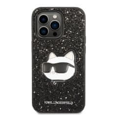 Karl Lagerfeld Ovitek Karl Lagerfeld za Apple iPhone 14 Pro - Black Glitter Choupette Patch