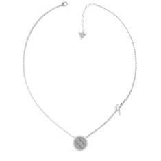 Guess Brezčasna jeklena ogrlica s kristali okrogle harmonije JUBN01155JWRH