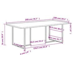 Vidaxl Jedilna miza 200 cm robusten mangov les
