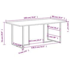 Vidaxl Jedilna miza 180 cm trden predelan les