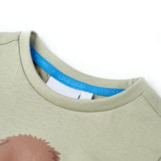 Vidaxl Otroška majica s kratkimi rokavi svetlo kaki 128